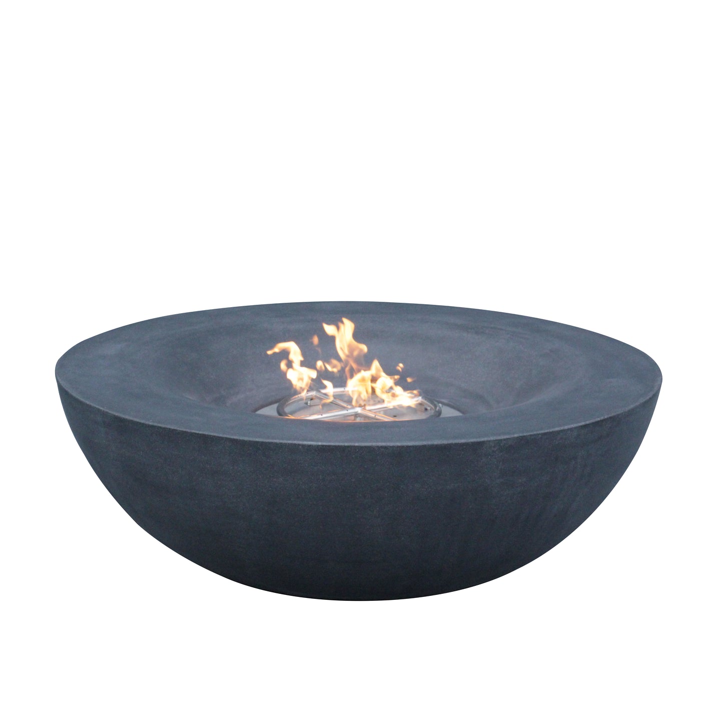 42" Outdoor Propane Fire Pit Bowl – Dark Gray GFRC Concrete Fire Pit, 65,000 BTU Patio Fire Feature