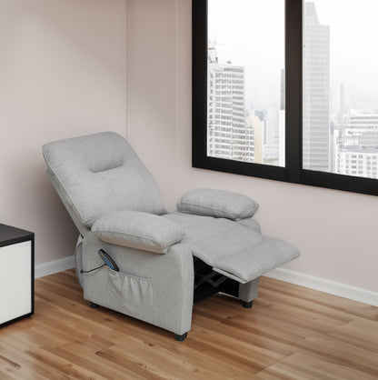 Grey Massage Recliner Chair with Heat – Manual Reclining Living Room Chair with 8-Point Vibration Massage & Side Pocket