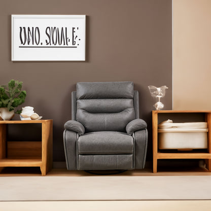 Power Swivel Rocker Recliner Chair with Dual OKIN Motors, Power Headrest & USB Charging – 240° Swivel Recliner, Gray