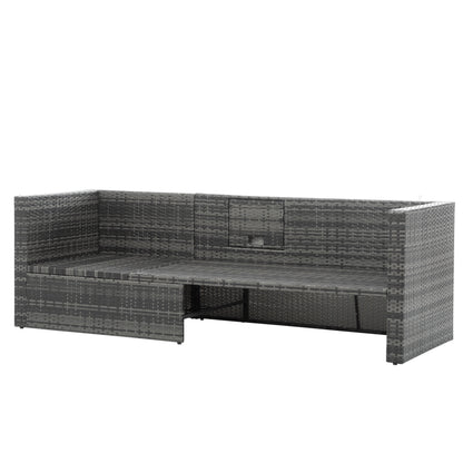 5-Piece Outdoor Patio Furniture Set with Lift-Top Coffee Table & Ottomans – PE Wicker Conversation Set, Dark Gray