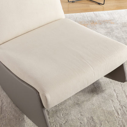 Modern Rocking Recliner Chair with Footrest – Adjustable Upholstered Nursery & Reading Chair, Gray/Beig