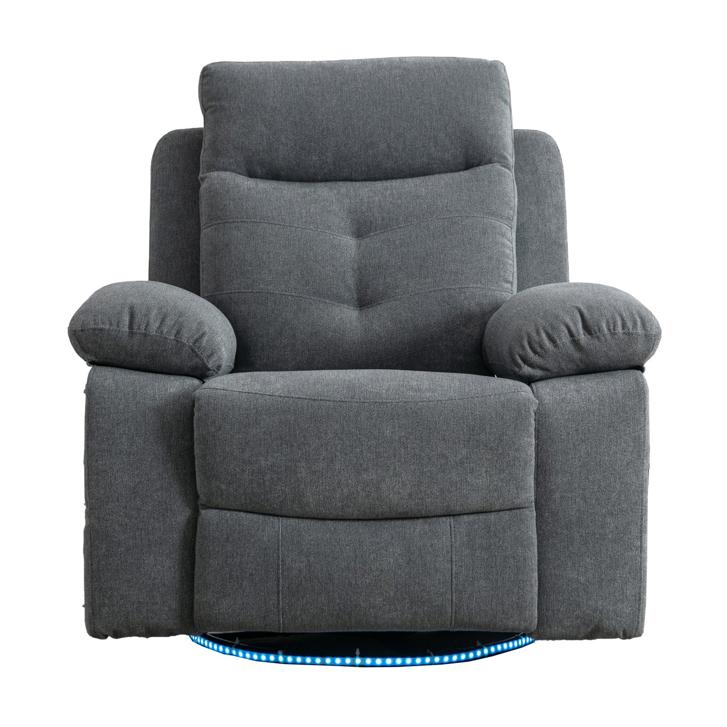 Power Swivel Recliner Chair with Bluetooth Speaker, LED Lights, USB-C Charging & 270° Glider Recliner – Light Grey