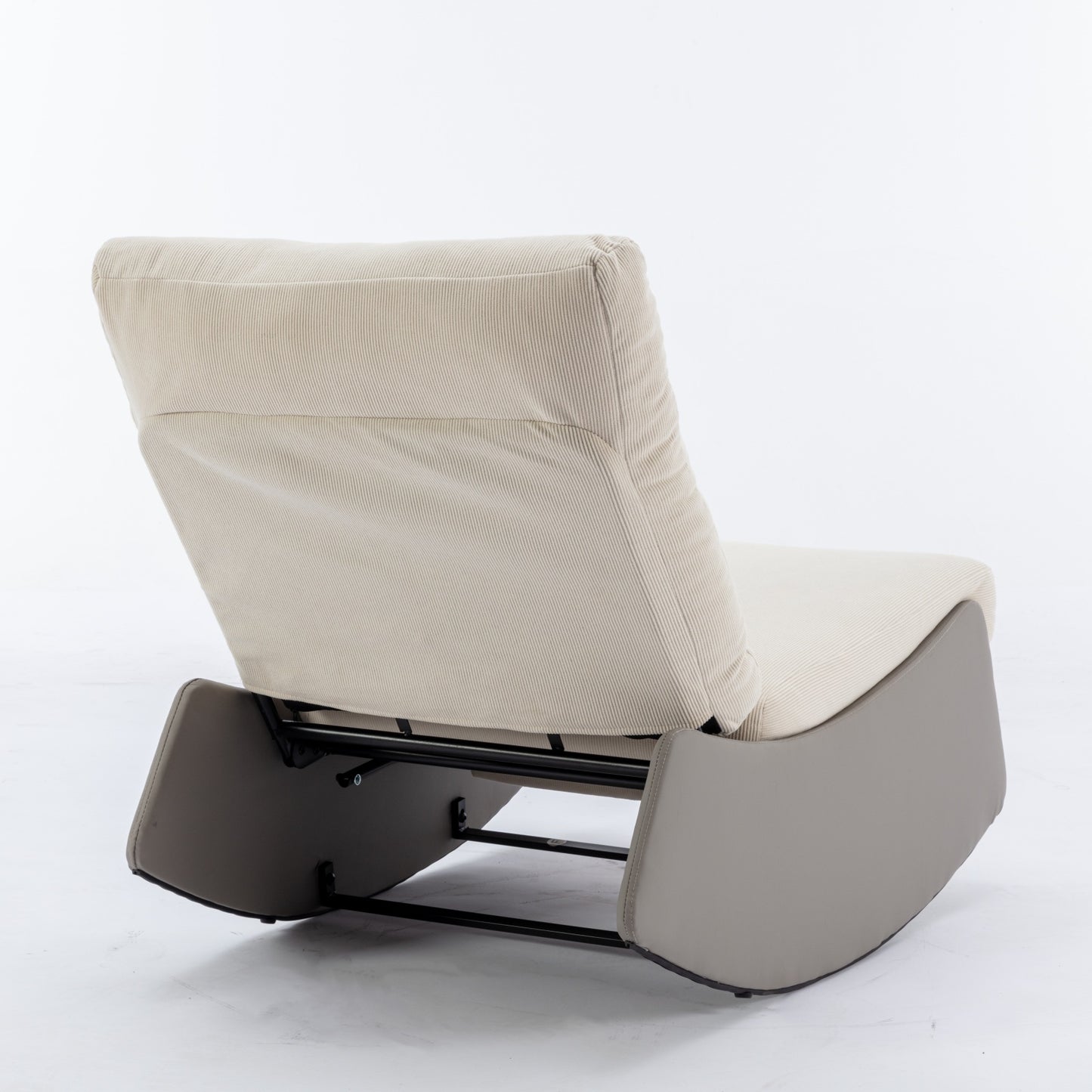 Modern Rocking Recliner Chair with Footrest – Adjustable Upholstered Nursery & Reading Chair, Gray/Beig