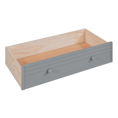 Twin Over Twin Bunk Bed with Desk, Storage Stairs, Slide & Drawers – Gray Wood Kids Loft Bed with Shelve