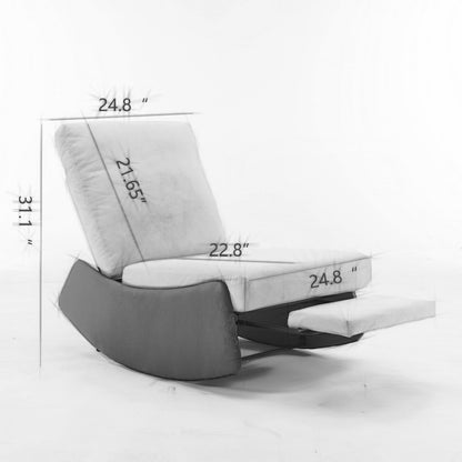 Modern Rocking Recliner Chair with Footrest – Adjustable Upholstered Nursery & Reading Chair, Gray/Beig