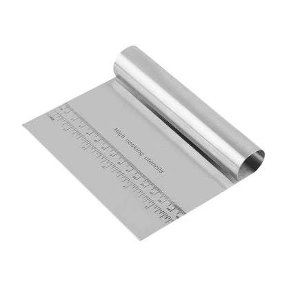 Stainless Steel Dough Cutter & Bench Scraper with Scale – 6-Inch Baking Pastry Chopper and Kitchen Scraper