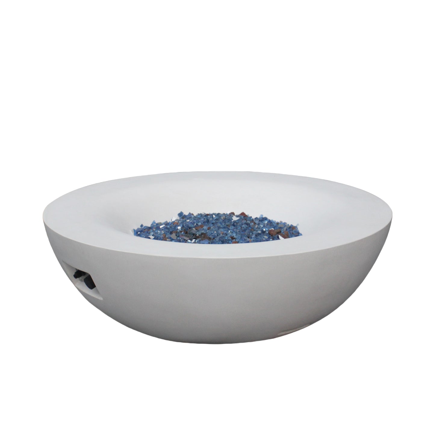 42" Outdoor Propane Fire Pit Bowl – Antique White Concrete GFRC Fire Table, 65,000 BTU Patio Fire Pit