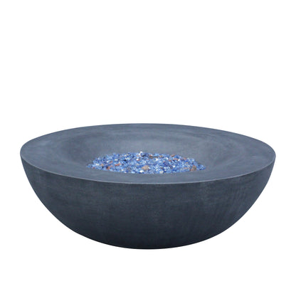 42" Outdoor Propane Fire Pit Bowl – Dark Gray GFRC Concrete Fire Pit, 65,000 BTU Patio Fire Feature