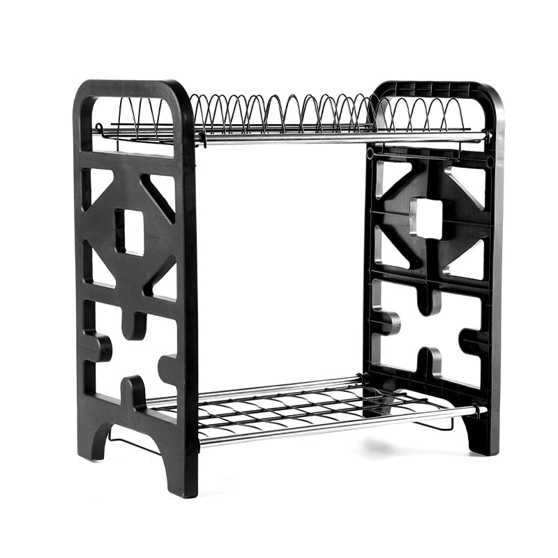 2-Tier Stainless Steel Dish Drying Rack with Drain Tray, Bowl & Plate Holder, Knife & Chopstick Organizer