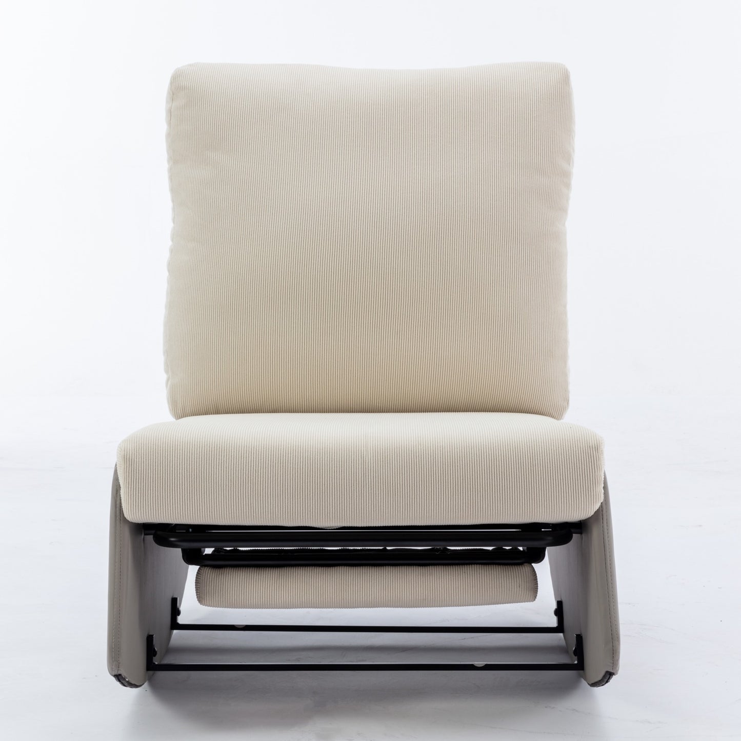 Modern Rocking Recliner Chair with Footrest – Adjustable Upholstered Nursery & Reading Chair, Gray/Beig