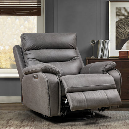 Power Swivel Rocker Recliner Chair with Dual OKIN Motors, Power Headrest & USB Charging – 240° Swivel Recliner, Gray