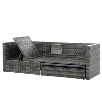 5-Piece Outdoor Patio Furniture Set with Lift-Top Coffee Table & Ottomans – PE Wicker Conversation Set, Dark Gray
