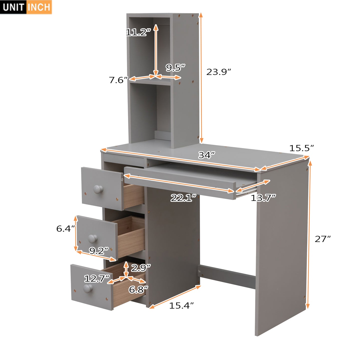 Twin Loft Bed with Desk, Storage Staircase, Drawers & Stand-Alone Twin Bed – Gray Space Saving Bedroom Furniture