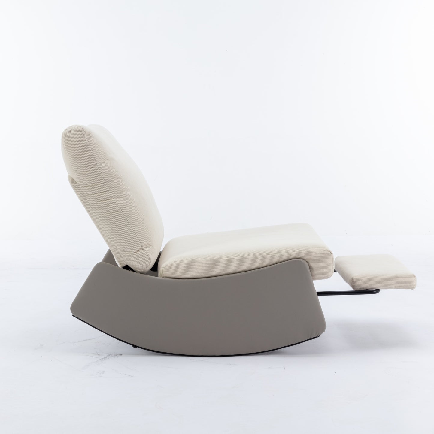 Modern Rocking Recliner Chair with Footrest – Adjustable Upholstered Nursery & Reading Chair, Gray/Beig