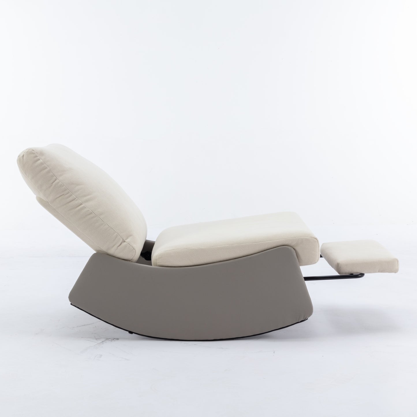 Modern Rocking Recliner Chair with Footrest – Adjustable Upholstered Nursery & Reading Chair, Gray/Beig