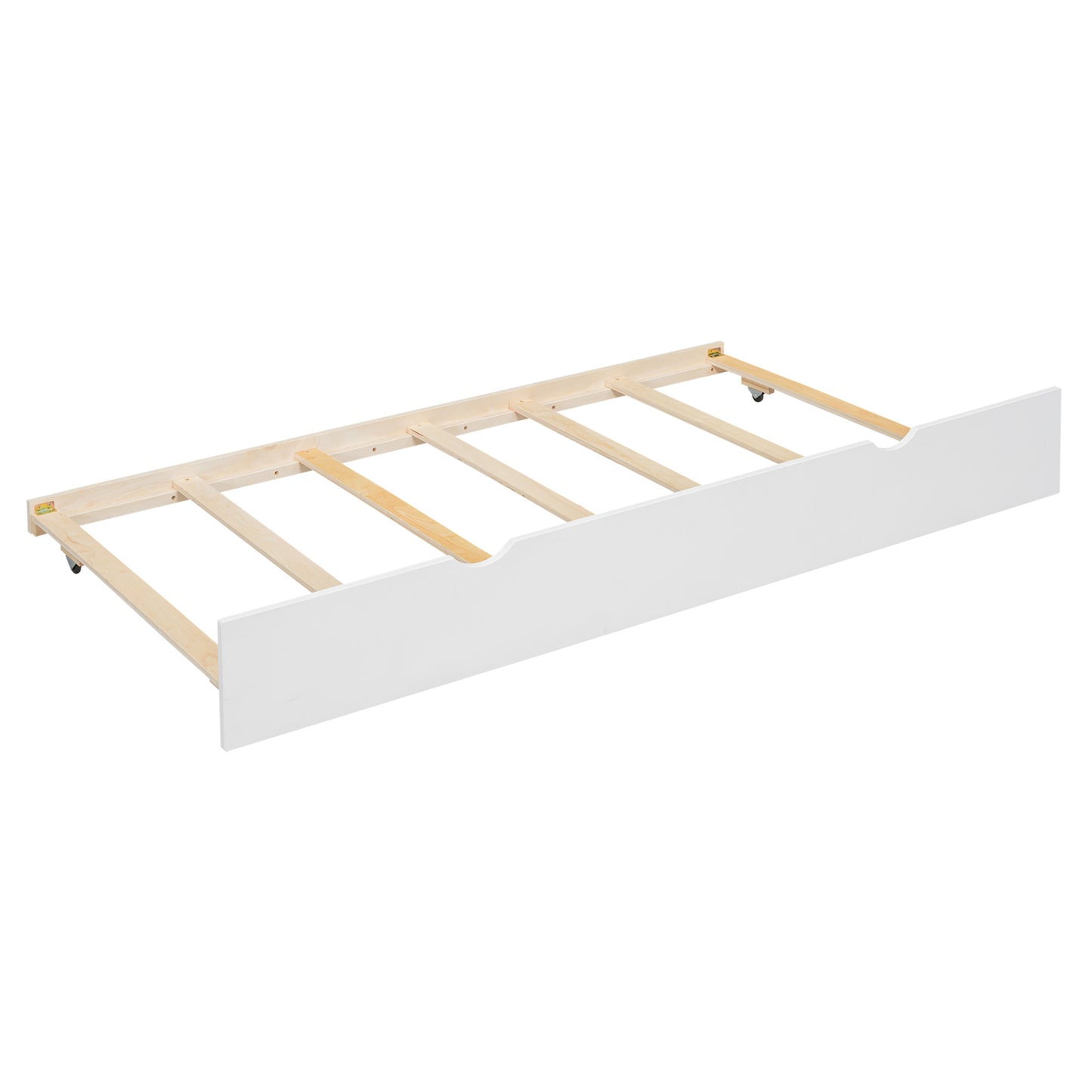 Twin Over Twin House Bunk Bed with Slide, Trundle & Storage Stairs – White Wood Kids Playhouse Bed with Roof & Window