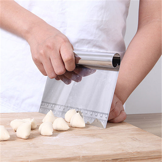 Stainless Steel Dough Cutter & Bench Scraper with Scale – 6-Inch Baking Pastry Chopper and Kitchen Scraper