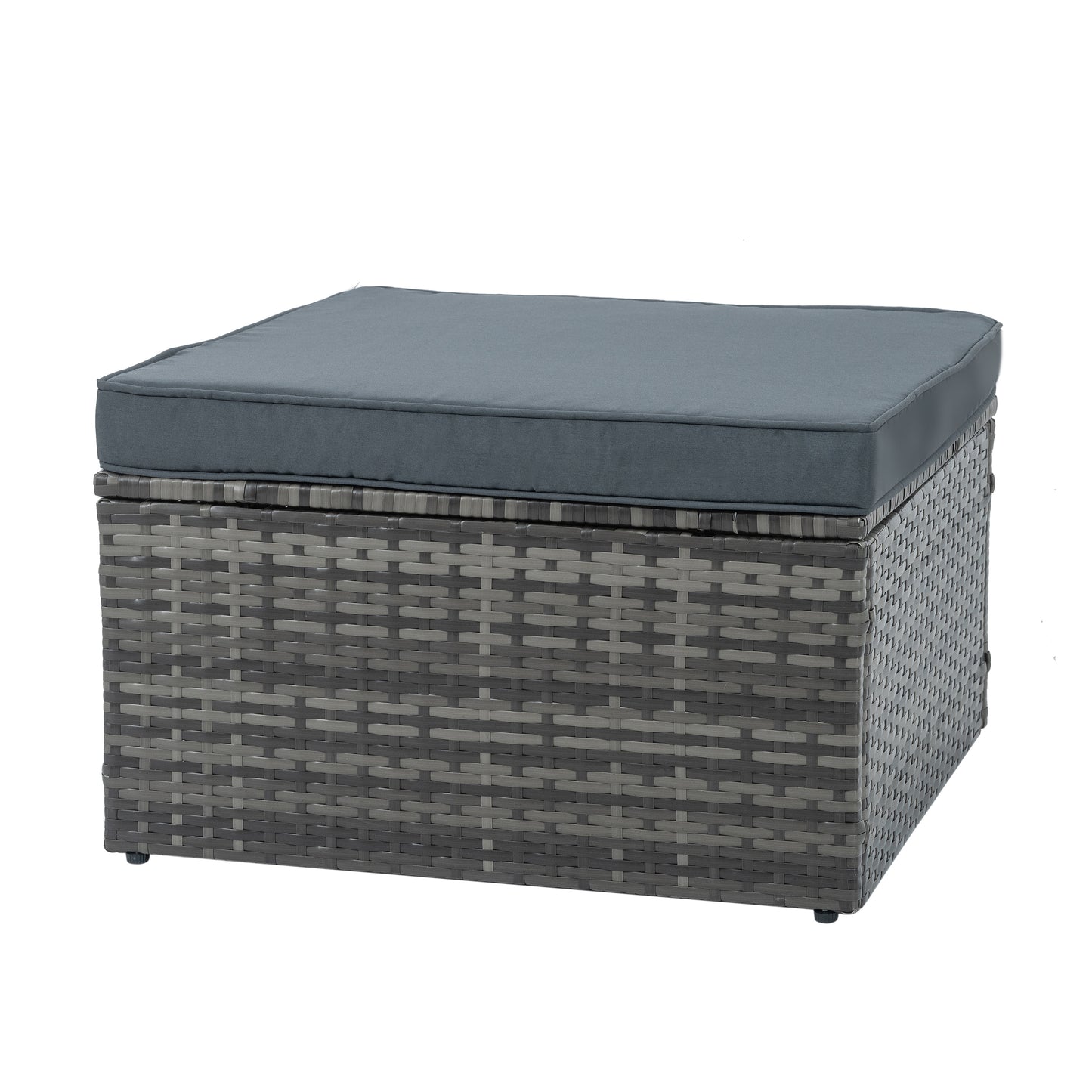 5-Piece Outdoor Patio Furniture Set with Lift-Top Coffee Table & Ottomans – PE Wicker Conversation Set, Dark Gray