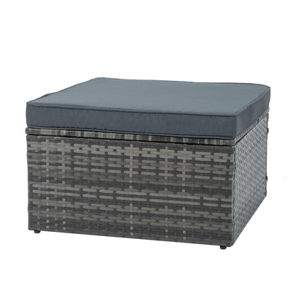 5-Piece Outdoor Patio Furniture Set with Lift-Top Coffee Table & Ottomans – PE Wicker Conversation Set, Dark Gray