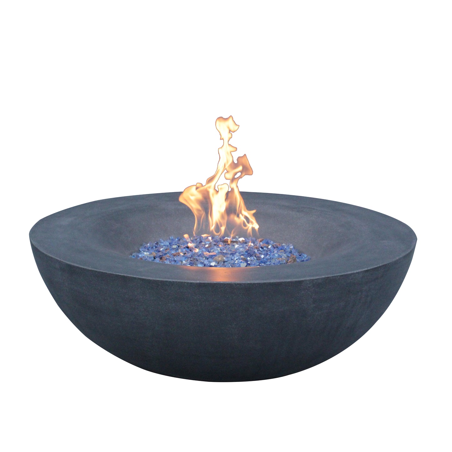 42" Outdoor Propane Fire Pit Bowl – Dark Gray GFRC Concrete Fire Pit, 65,000 BTU Patio Fire Feature