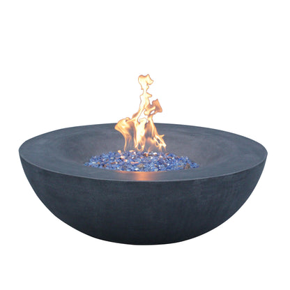 42" Outdoor Propane Fire Pit Bowl – Dark Gray GFRC Concrete Fire Pit, 65,000 BTU Patio Fire Feature