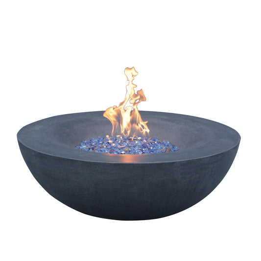 42" Outdoor Propane Fire Pit Bowl – Dark Gray GFRC Concrete Fire Pit, 65,000 BTU Patio Fire Feature