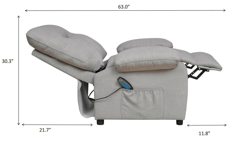 Grey Massage Recliner Chair with Heat – Manual Reclining Living Room Chair with 8-Point Vibration Massage & Side Pocket