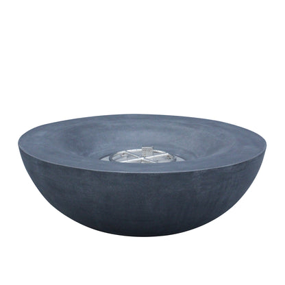 42" Outdoor Propane Fire Pit Bowl – Dark Gray GFRC Concrete Fire Pit, 65,000 BTU Patio Fire Feature