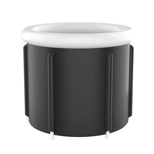 Large Foldable Ice Bath Tub for Adults – Portable Cold Plunge Recovery Bucket, Insulated PVC Ice Bath, Black