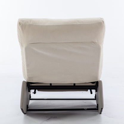 Modern Rocking Recliner Chair with Footrest – Adjustable Upholstered Nursery & Reading Chair, Gray/Beig