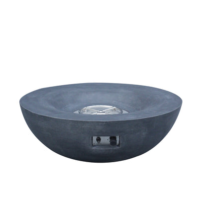 42" Outdoor Propane Fire Pit Bowl – Dark Gray GFRC Concrete Fire Pit, 65,000 BTU Patio Fire Feature