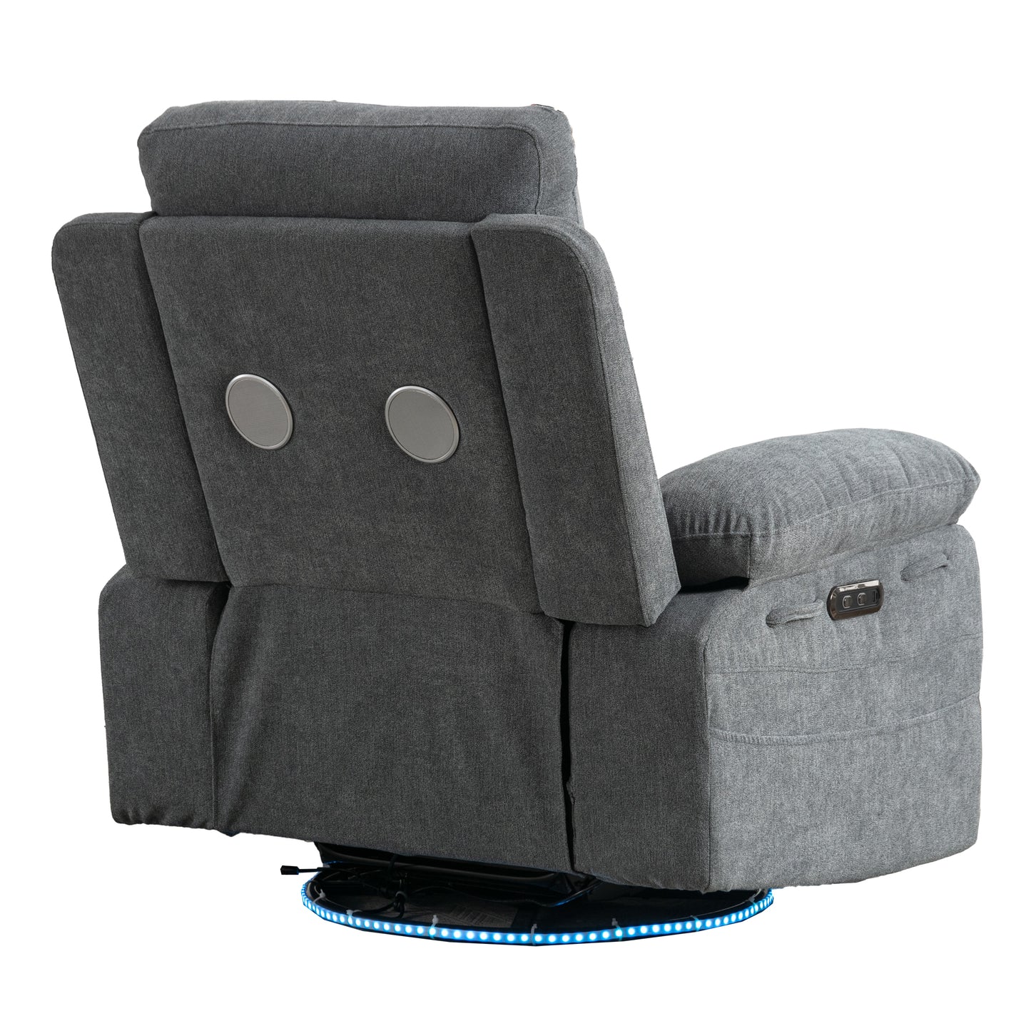 Power Swivel Recliner Chair with Bluetooth Speaker, LED Lights, USB-C Charging & 270° Glider Recliner – Light Grey