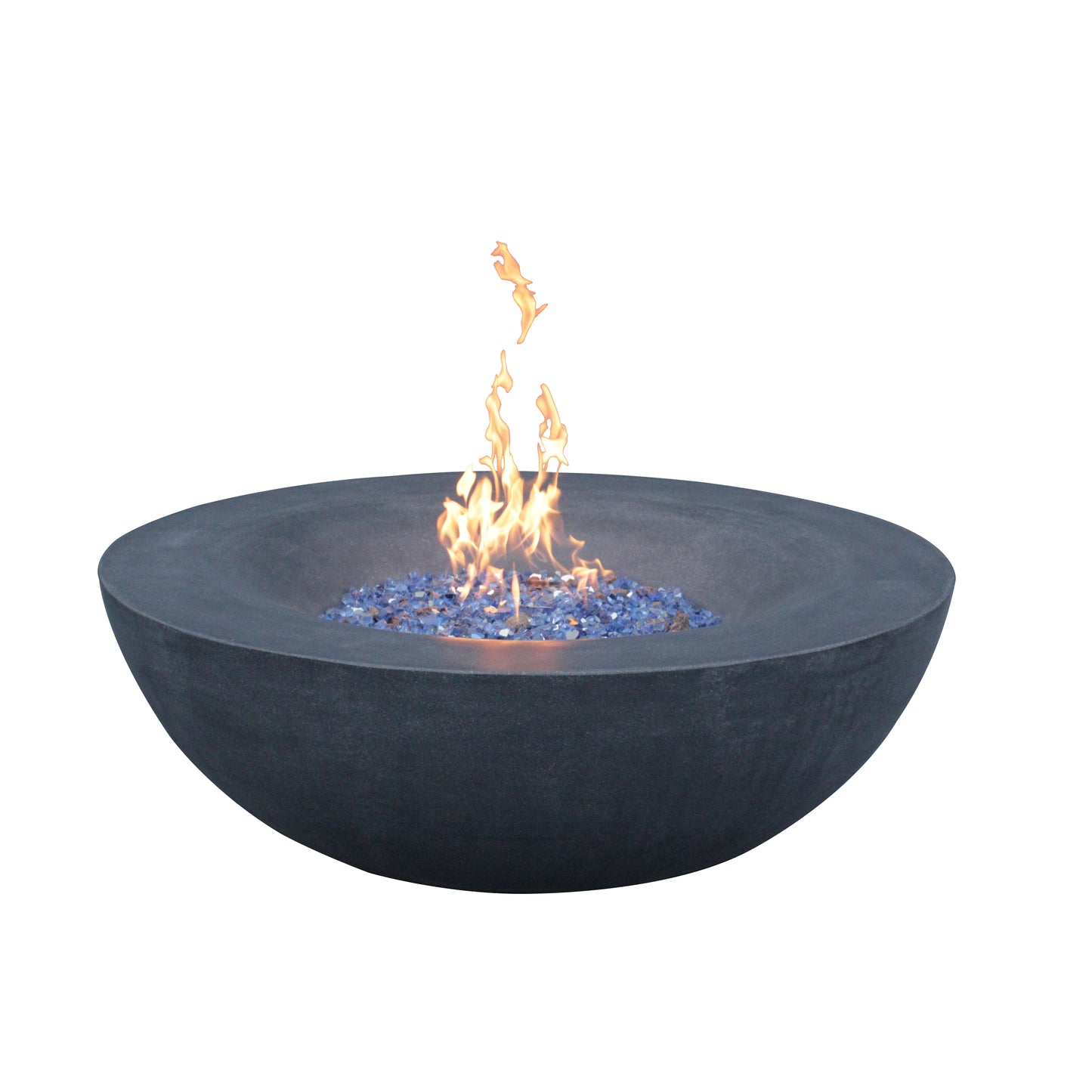 42" Outdoor Propane Fire Pit Bowl – Dark Gray GFRC Concrete Fire Pit, 65,000 BTU Patio Fire Feature