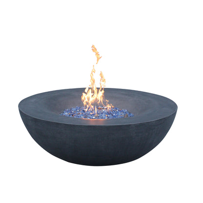42" Outdoor Propane Fire Pit Bowl – Dark Gray GFRC Concrete Fire Pit, 65,000 BTU Patio Fire Feature