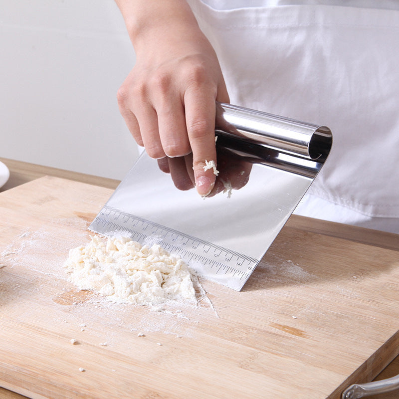 Stainless Steel Dough Cutter & Bench Scraper with Scale – 6-Inch Baking Pastry Chopper and Kitchen Scraper