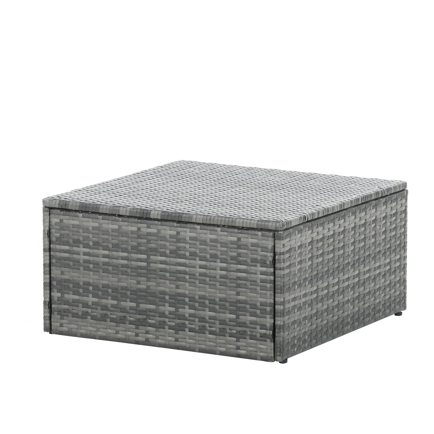 5-Piece Outdoor Patio Furniture Set with Lift-Top Coffee Table & Ottomans – PE Wicker Conversation Set, Dark Gray