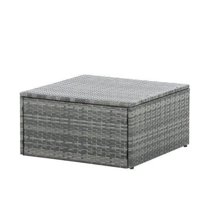5-Piece Outdoor Patio Furniture Set with Lift-Top Coffee Table & Ottomans – PE Wicker Conversation Set, Dark Gray