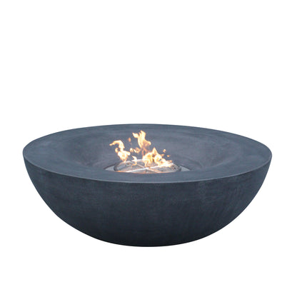42" Outdoor Propane Fire Pit Bowl – Dark Gray GFRC Concrete Fire Pit, 65,000 BTU Patio Fire Feature