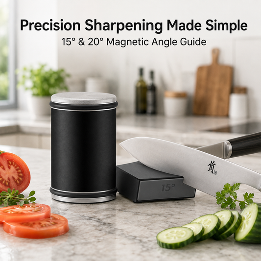 Magnetic Rolling Knife Sharpener – 15° & 20° Angle Knife Sharpening Kit with Grinding Stones for Chef Knives