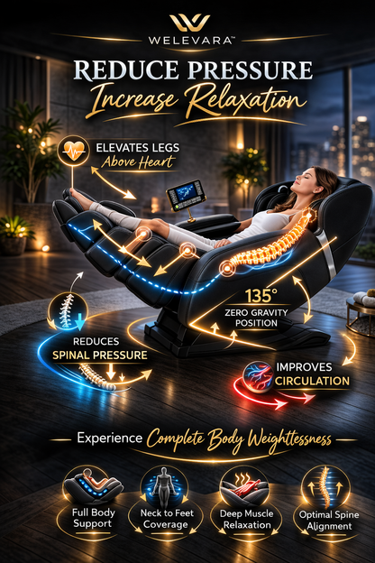 Welevara™ Elite Zero Gravity Recovery Massage Chair with Heat & Full Body Air Compression